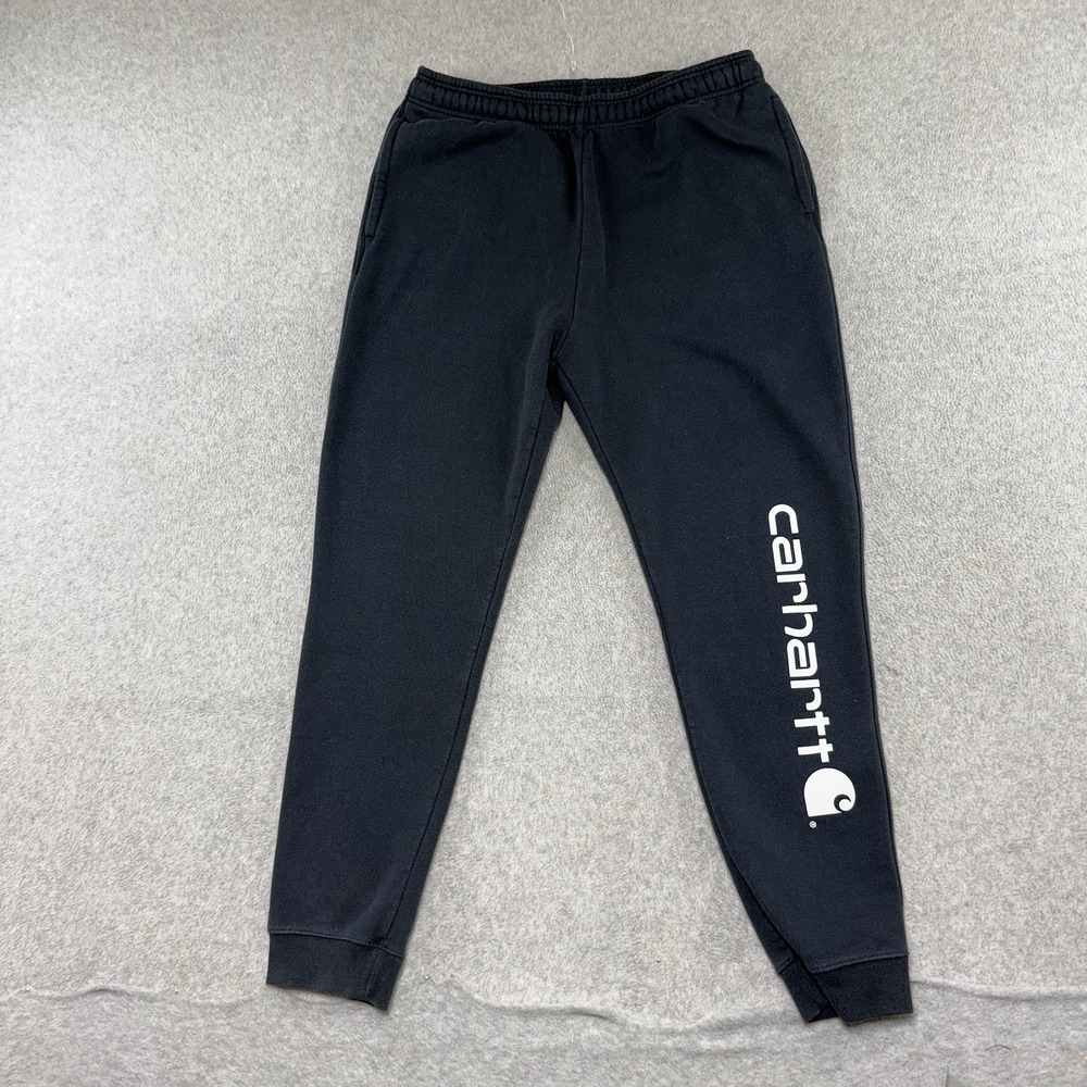Carhartt Pants Mens L Fleece Joggers‎ Sweatpants Relaxed Fit Logo Workwear Blue